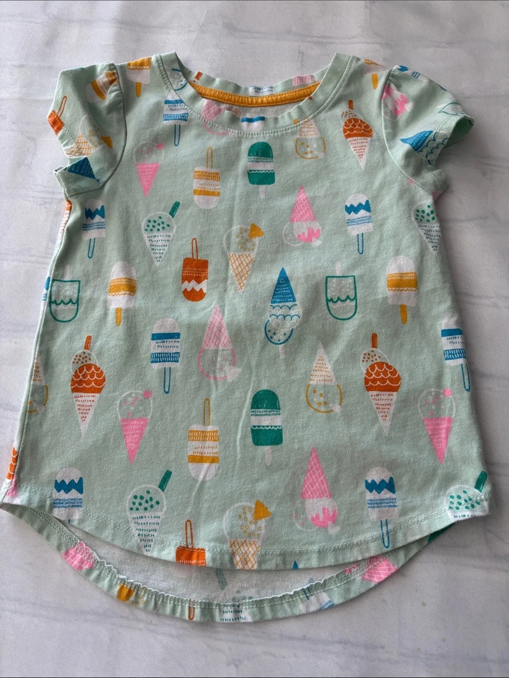 Cat and jack toddler Girls  Mint Ice Cream Print Short Sleeve Top size 5T